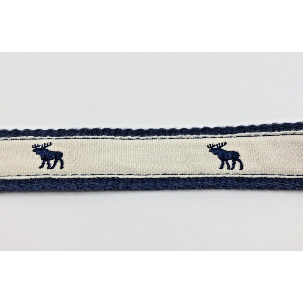 Abercrombie & Fitch Cloth Belt Youth Navy Blue White Moose Print Size 10 Preppy
